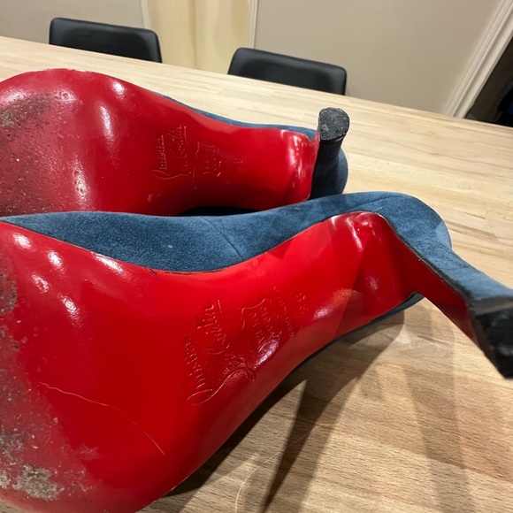 CHRISTIAN LOUBOUTIN Blue Eloise Navy Marine Suede Pumps EU 38/US 7.5 - Picture 6 of 12